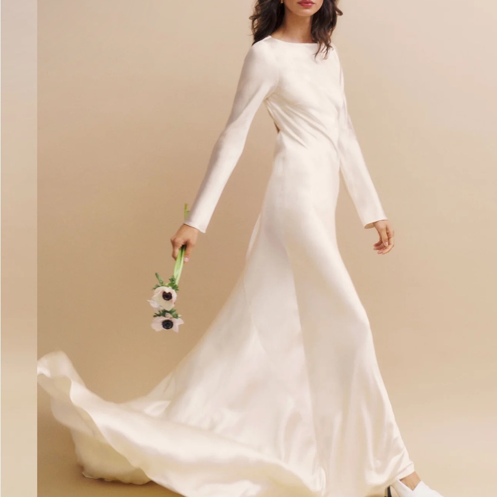 NWT NEW reformation ADWEN white ivory silk maxi wedding dress gown - Picture 3 of 6